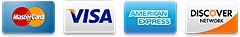 Visa, Mastercard, American Express and Discover accepted